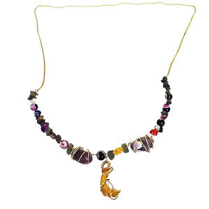 Cresant Clear Crystals Moon Amethyst 14K Gold Plated Copper Necklace